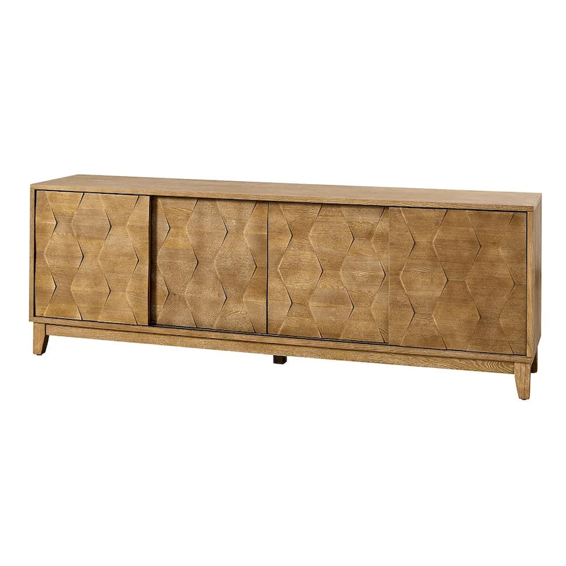 Meuble TV moderne August avec 2 tiroirs et portes coulissantes pour téléviseurs jusqu'à 78 pouces par HULALA HOME