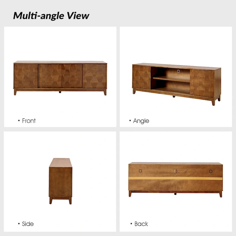 Meuble TV moderne August avec 2 tiroirs et portes coulissantes pour téléviseurs jusqu'à 78 pouces par HULALA HOME