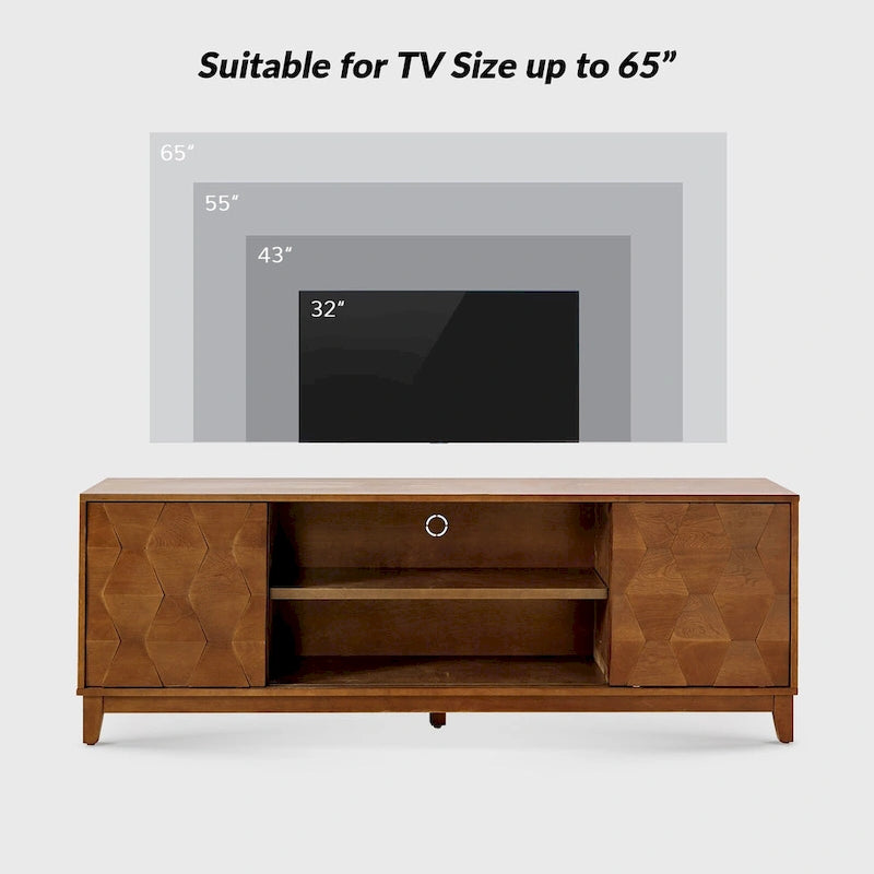 Meuble TV moderne August avec 2 tiroirs et portes coulissantes pour téléviseurs jusqu'à 78 pouces par HULALA HOME