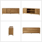 Meuble TV moderne August avec 2 tiroirs et portes coulissantes pour téléviseurs jusqu'à 78 pouces par HULALA HOME