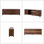 Meuble TV moderne August avec 2 tiroirs et portes coulissantes pour téléviseurs jusqu'à 78 pouces par HULALA HOME