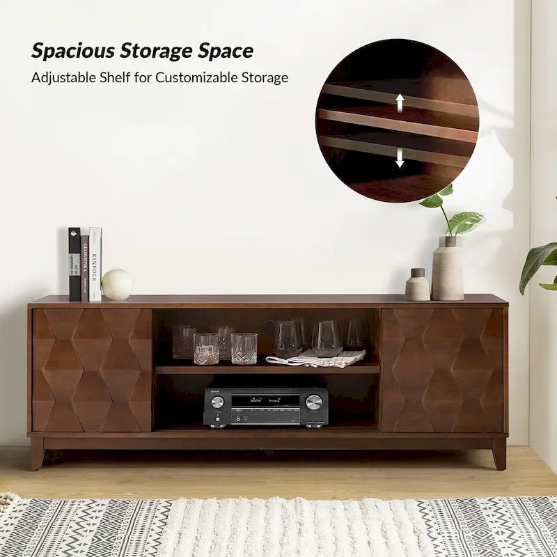 Meuble TV moderne August avec 2 tiroirs et portes coulissantes pour téléviseurs jusqu'à 78 pouces par HULALA HOME
