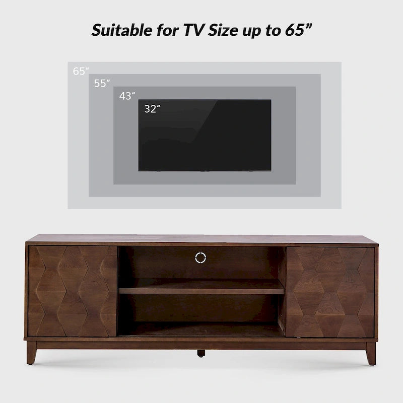 Meuble TV moderne August avec 2 tiroirs et portes coulissantes pour téléviseurs jusqu'à 78 pouces par HULALA HOME