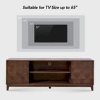 Meuble TV moderne August avec 2 tiroirs et portes coulissantes pour téléviseurs jusqu'à 78 pouces par HULALA HOME