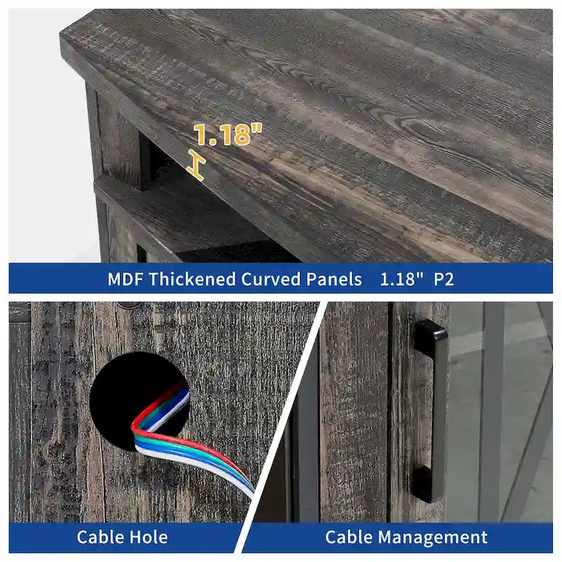 Meuble TV Moasis Highboy 59 pouces à 2 portes avec éclairage LED pour téléviseurs jusqu'à 70 pouces
