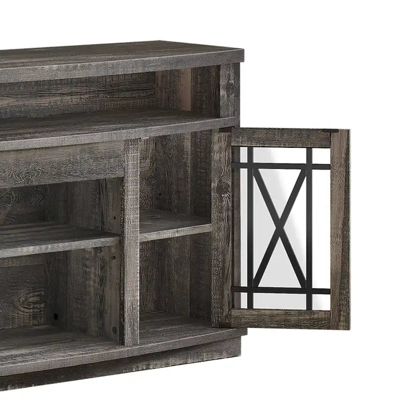 Meuble TV Moasis Highboy 59 pouces à 2 portes avec éclairage LED pour téléviseurs jusqu'à 70 pouces