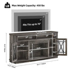 Meuble TV Moasis Highboy 59 pouces à 2 portes avec éclairage LED pour téléviseurs jusqu'à 70 pouces