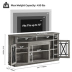 Meuble TV Moasis Highboy 59 pouces à 2 portes avec éclairage LED pour téléviseurs jusqu'à 70 pouces