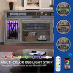 Meuble TV Moasis Highboy 59 pouces à 2 portes avec éclairage LED pour téléviseurs jusqu'à 70 pouces