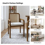 Chaises de salle à manger modernes Antoine à dossier en rotin avec coussin amovible, lot de 2, par HULALA HOME