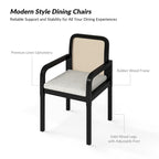 Chaises de salle à manger modernes Antoine à dossier en rotin avec coussin amovible, lot de 2, par HULALA HOME