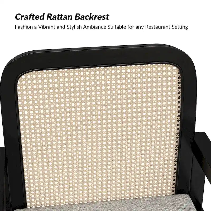 Chaises de salle à manger modernes Antoine à dossier en rotin avec coussin amovible, lot de 2, par HULALA HOME