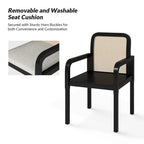 Chaises de salle à manger modernes Antoine à dossier en rotin avec coussin amovible, lot de 2, par HULALA HOME