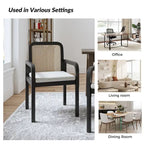 Chaises de salle à manger modernes Antoine à dossier en rotin avec coussin amovible, lot de 2, par HULALA HOME