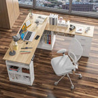 Bureau réglable en hauteur 63 pouces, design ergonomique, grand espace de rangement et possibilité de travailler debout