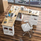 Bureau réglable en hauteur 63 pouces, design ergonomique, grand espace de rangement et possibilité de travailler debout