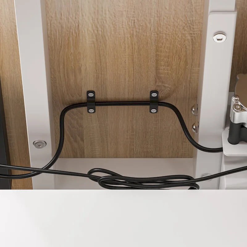 Bureau réglable en hauteur 63 pouces, design ergonomique, grand espace de rangement et possibilité de travailler debout