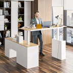 Bureau réglable en hauteur 63 pouces, design ergonomique, grand espace de rangement et possibilité de travailler debout