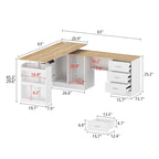 Bureau réglable en hauteur 63 pouces, design ergonomique, grand espace de rangement et possibilité de travailler debout