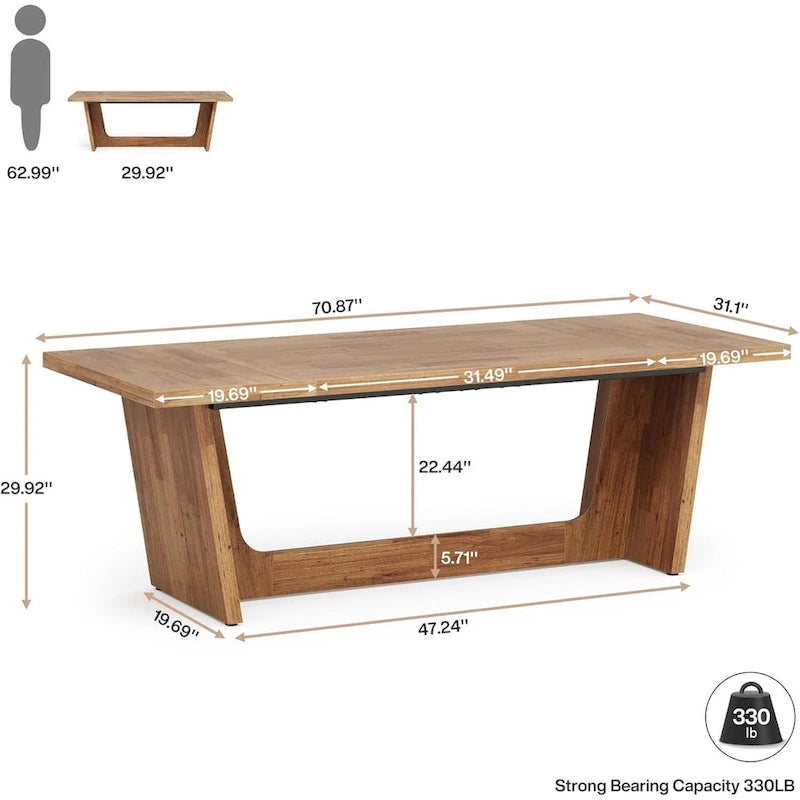 Bureau de direction de 180 cm (70,87 pouces), bureau d'ordinateur en bois pour bureau à domicile, poste de travail, mobilier professionnel