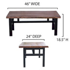 Table basse à tréteaux en acacia à bord naturel