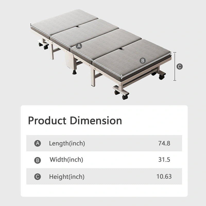 Lit d'appoint pliant portable Hansabenne avec matelas à mémoire de forme