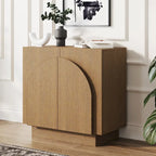 Iris Wooden Accent Cabinet, Sideboard Credenza or TV Stand with Arched Cabinet Doors and Adjustable Shelves