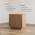 Meuble d'appoint Iris en bois, buffet, crédence ou meuble TV avec portes cintrées et étagères réglables