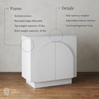 Meuble d'appoint Iris en bois, buffet, crédence ou meuble TV avec portes cintrées et étagères réglables