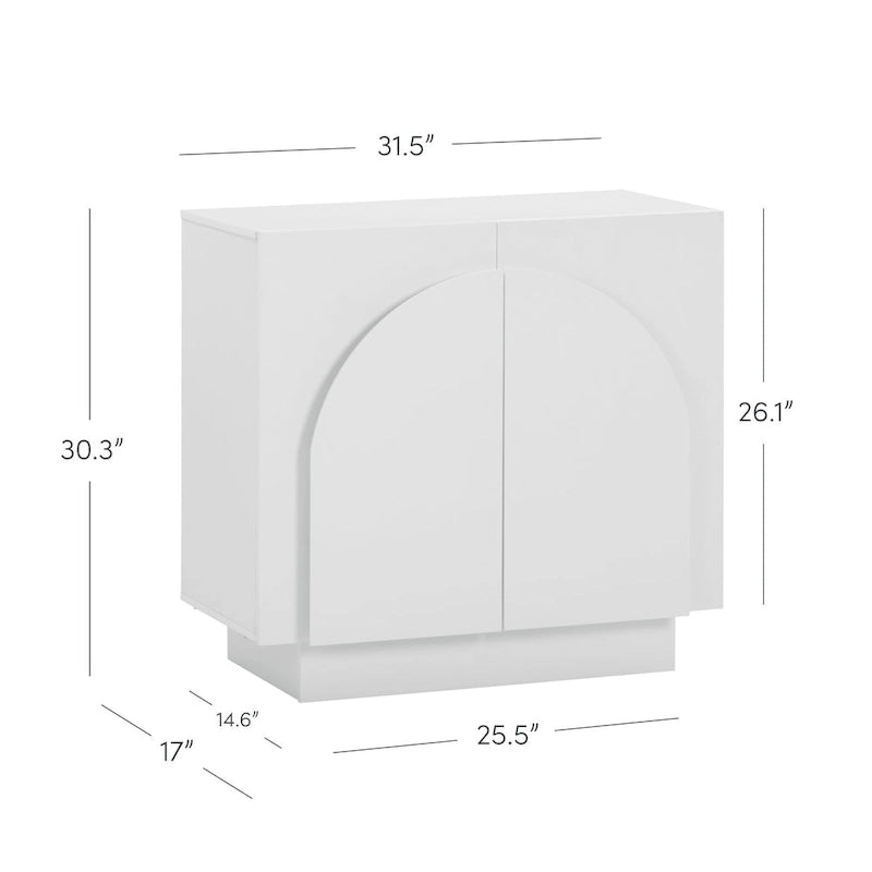 Meuble d'appoint Iris en bois, buffet, crédence ou meuble TV avec portes cintrées et étagères réglables