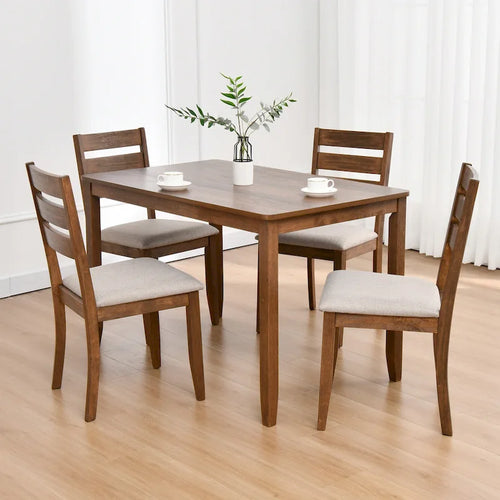 5-Piece Solid Wood 47L Dining Table Sets (1 Table+ 4 Slat Back Chairs)