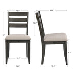 Ensemble de table à manger 5 pièces en bois massif 47L (1 table + 4 chaises à dossier à lattes)