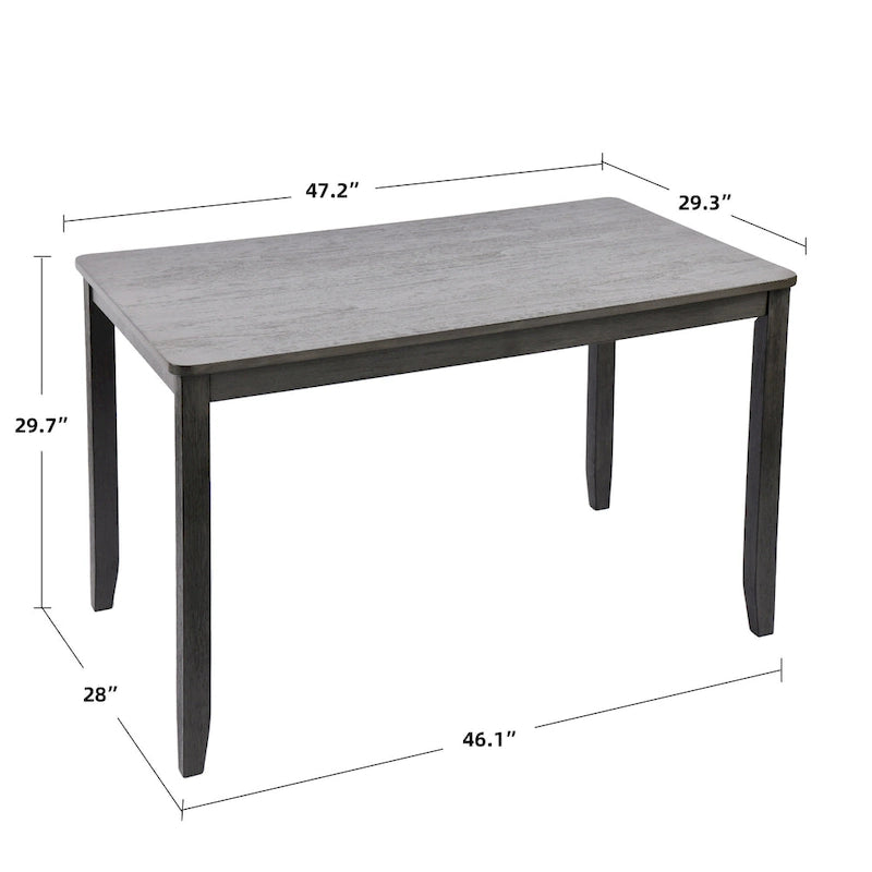 Ensemble de table à manger 5 pièces en bois massif 47L (1 table + 4 chaises à dossier à lattes)