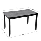 Ensemble de table à manger 5 pièces en bois massif 47L (1 table + 4 chaises à dossier à lattes)