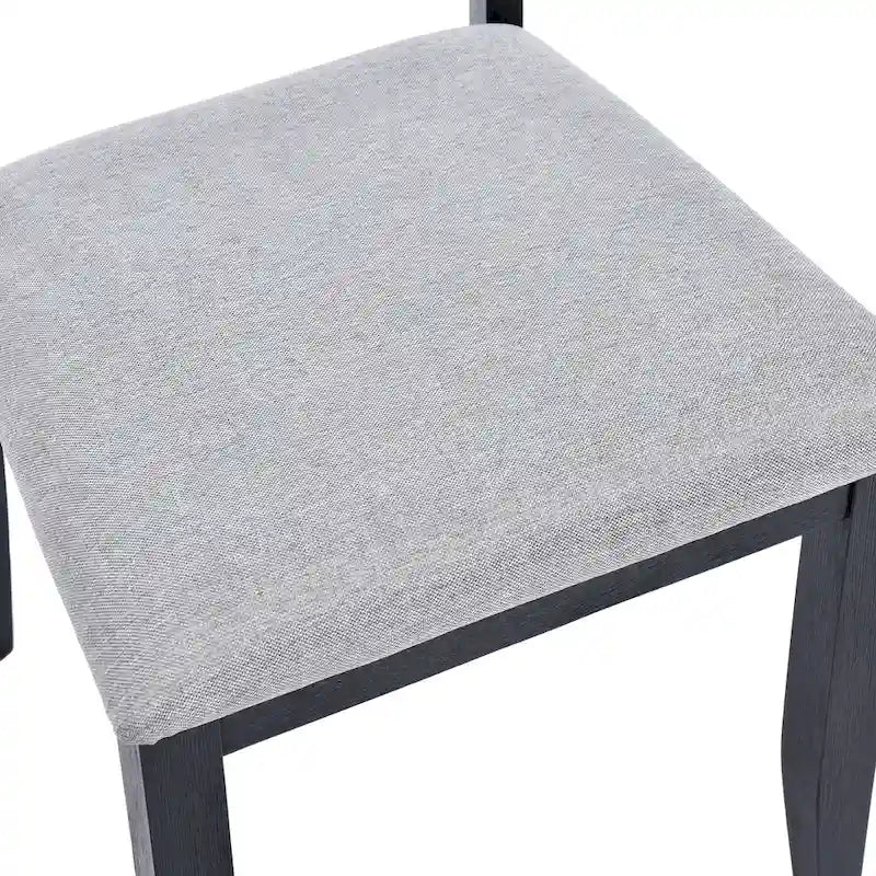 Ensemble de table à manger 5 pièces en bois massif 47L (1 table + 4 chaises à dossier à lattes)