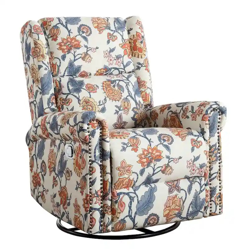 Fauteuil inclinable manuel pivotant HOMYKA à motif floral, avec dossier rembourré