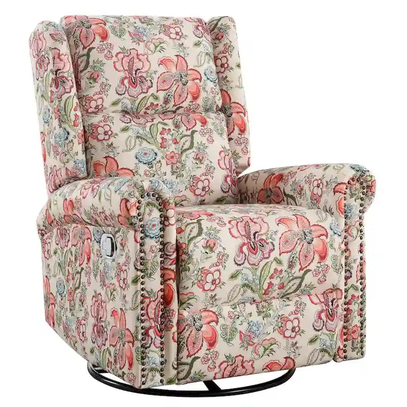 Fauteuil inclinable manuel pivotant HOMYKA à motif floral, avec dossier rembourré
