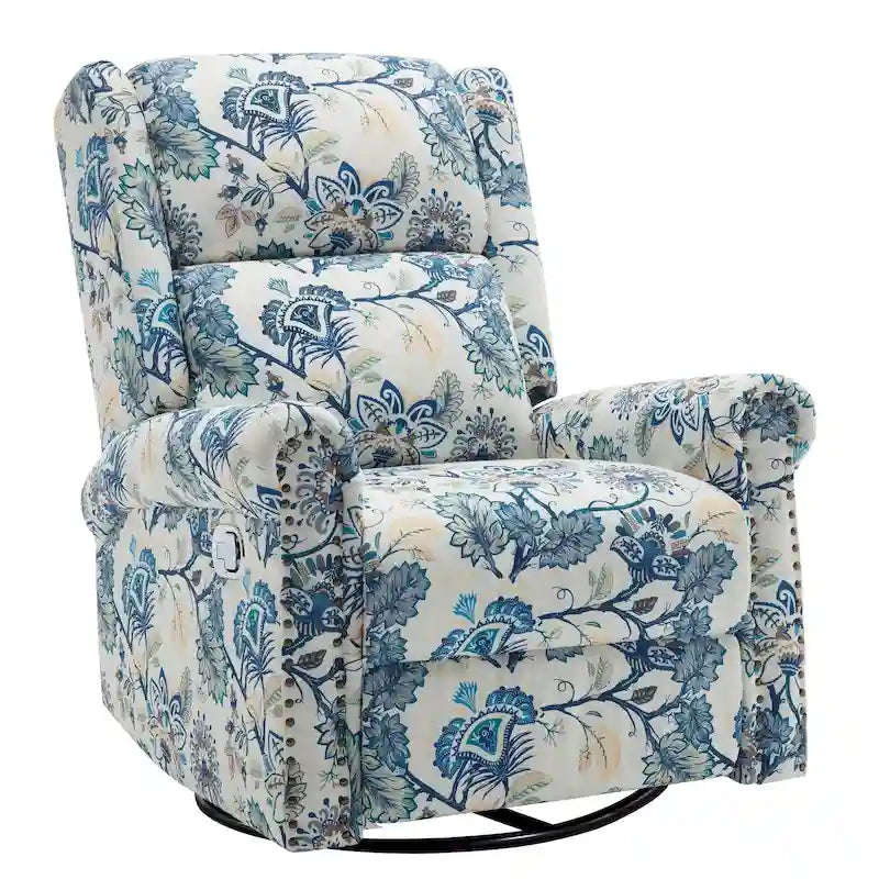 Fauteuil inclinable manuel pivotant HOMYKA à motif floral, avec dossier rembourré