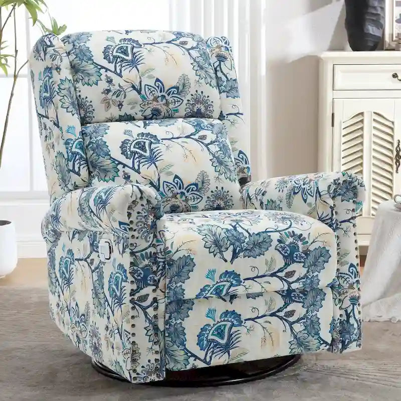 Fauteuil inclinable manuel pivotant HOMYKA à motif floral, avec dossier rembourré