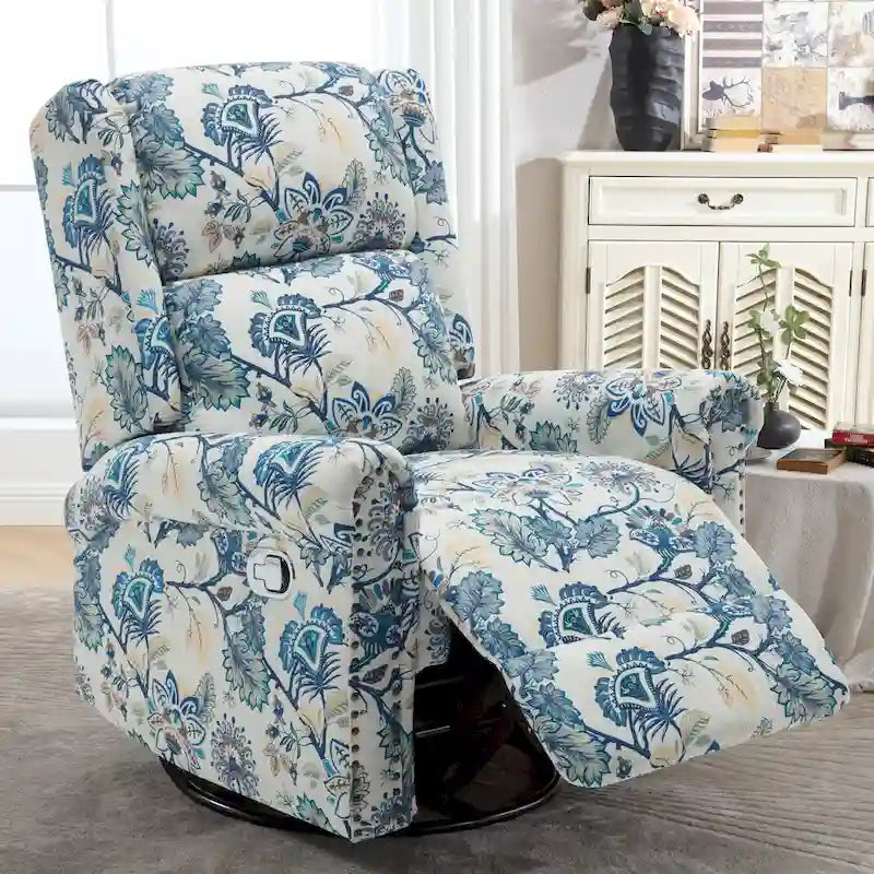 Fauteuil inclinable manuel pivotant HOMYKA à motif floral, avec dossier rembourré