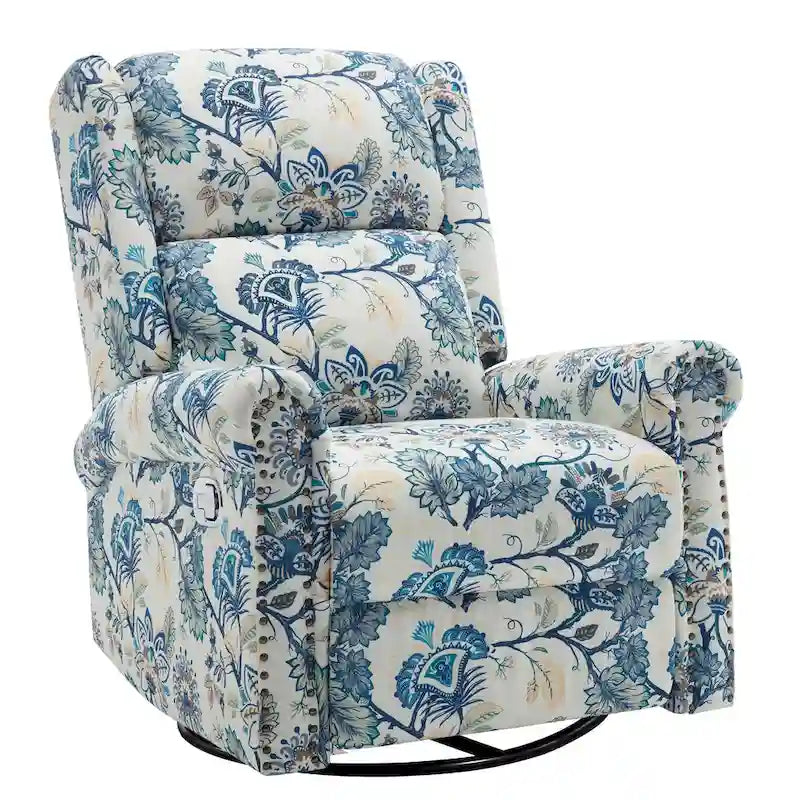 Fauteuil inclinable manuel pivotant HOMYKA à motif floral, avec dossier rembourré
