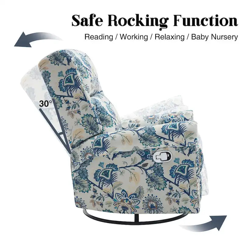 Fauteuil inclinable manuel pivotant HOMYKA à motif floral, avec dossier rembourré