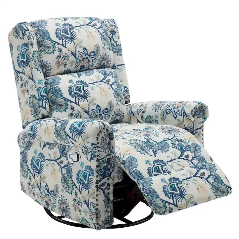 Fauteuil inclinable manuel pivotant HOMYKA à motif floral, avec dossier rembourré