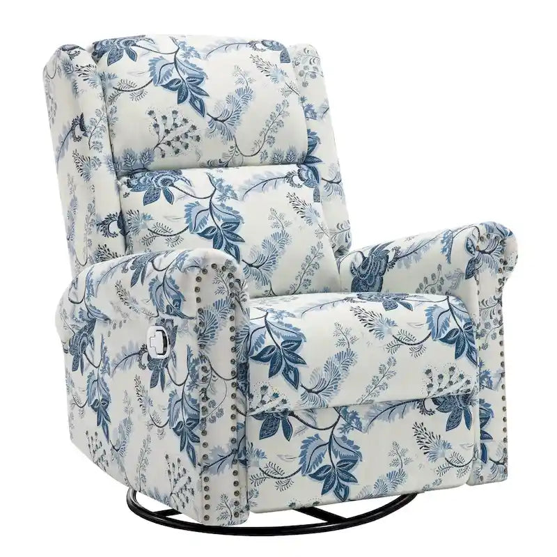 Fauteuil inclinable manuel pivotant HOMYKA à motif floral, avec dossier rembourré
