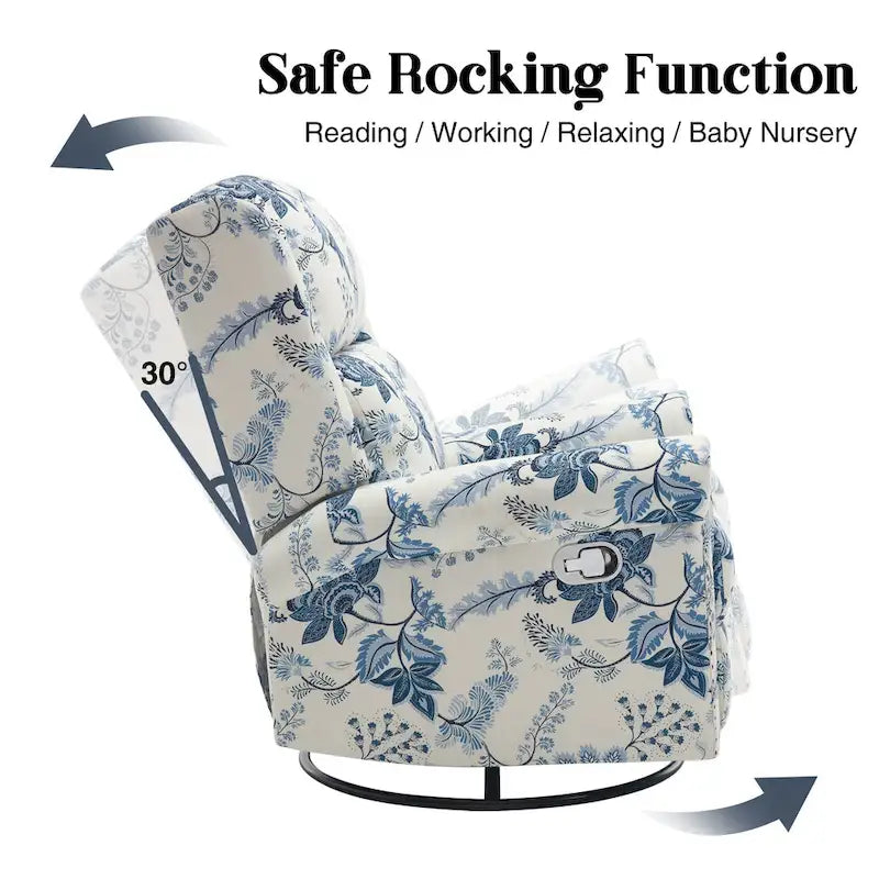 Fauteuil inclinable manuel pivotant HOMYKA à motif floral, avec dossier rembourré
