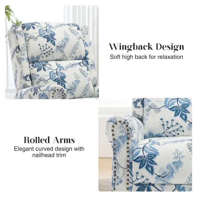 Fauteuil inclinable manuel pivotant HOMYKA à motif floral, avec dossier rembourré