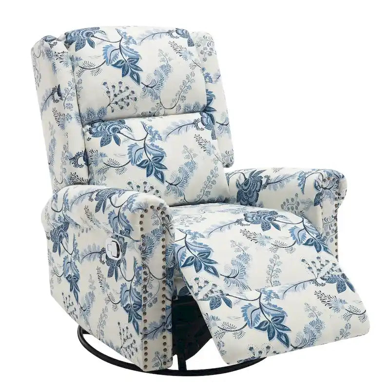Fauteuil inclinable manuel pivotant HOMYKA à motif floral, avec dossier rembourré