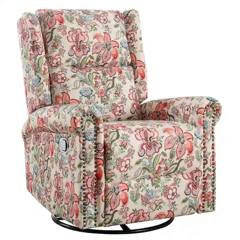 Fauteuil inclinable manuel pivotant HOMYKA à motif floral, avec dossier rembourré