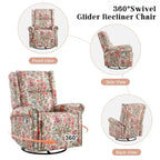 Fauteuil inclinable manuel pivotant HOMYKA à motif floral, avec dossier rembourré