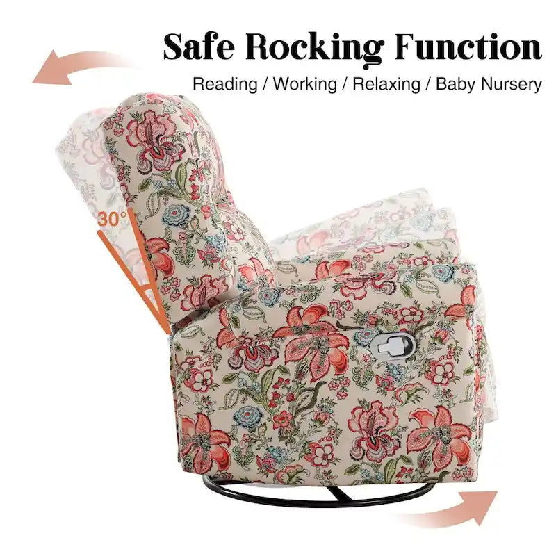 Fauteuil inclinable manuel pivotant HOMYKA à motif floral, avec dossier rembourré